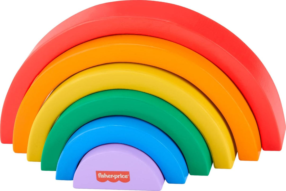 Fisher-Price Juego de piezas de madera arcoíris apilables