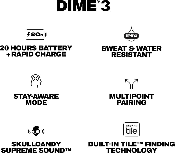 Skullcandy Dime 3 - Auriculares inalámbricos, auriculares Bluetooth...