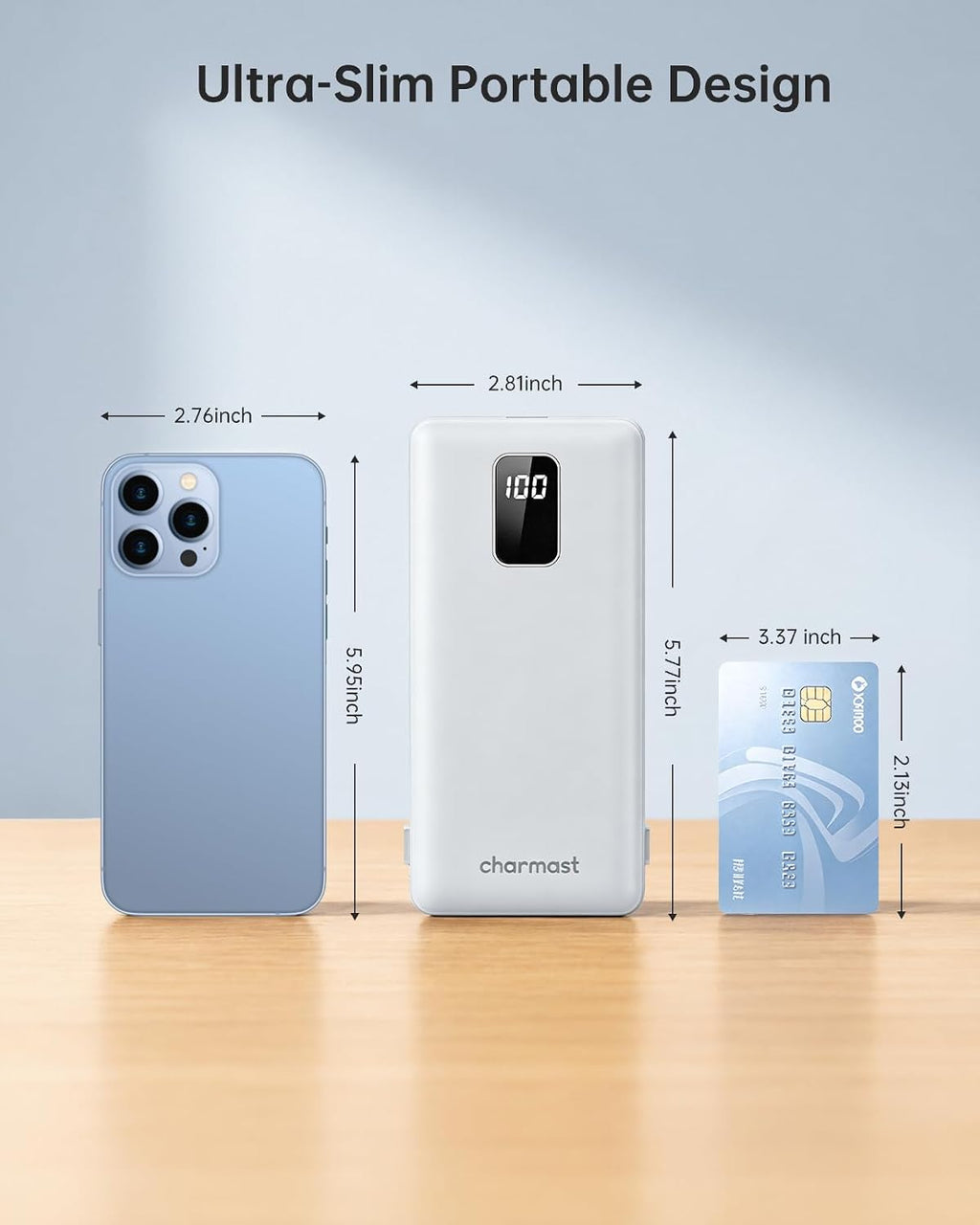 charmast Banco portátil 10000mAh del poder del cargador con el enchufe