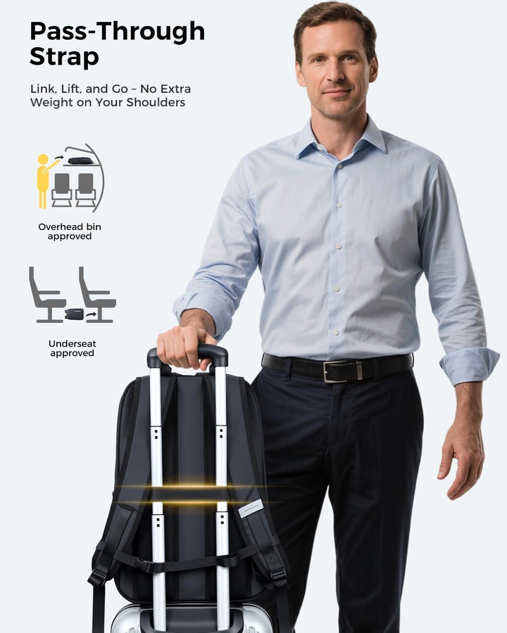 Lekespring Mochila delgada para laptop para hombre, Negro-no expand...