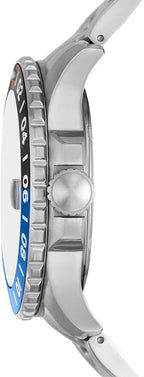 Fossil Reloj para Hombre, Cuarzo Azul Acero inoxidable, inspirado en buceo