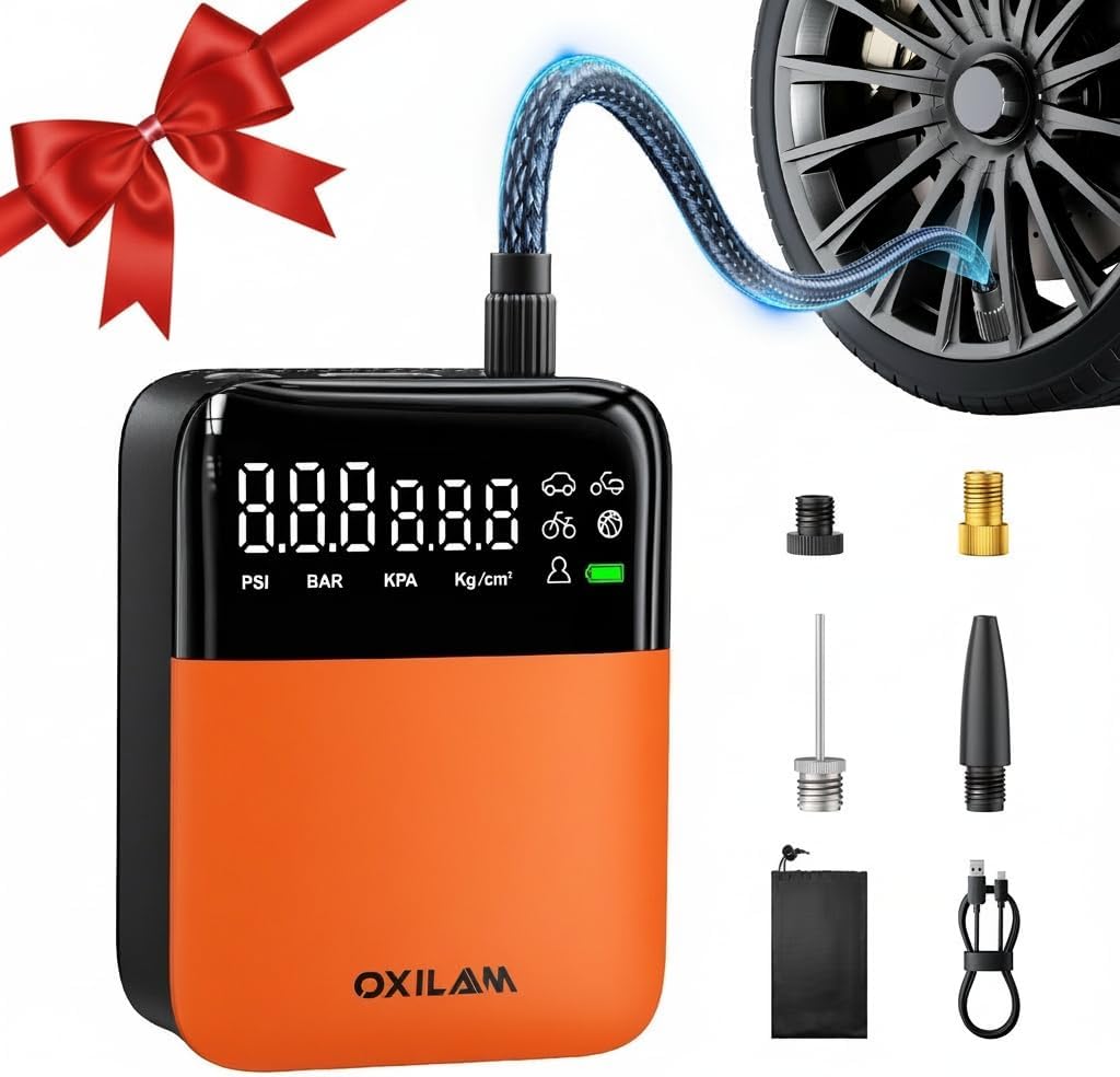 OXILAM Compresor de aire portátil para inflador de neumáticos C1, b...