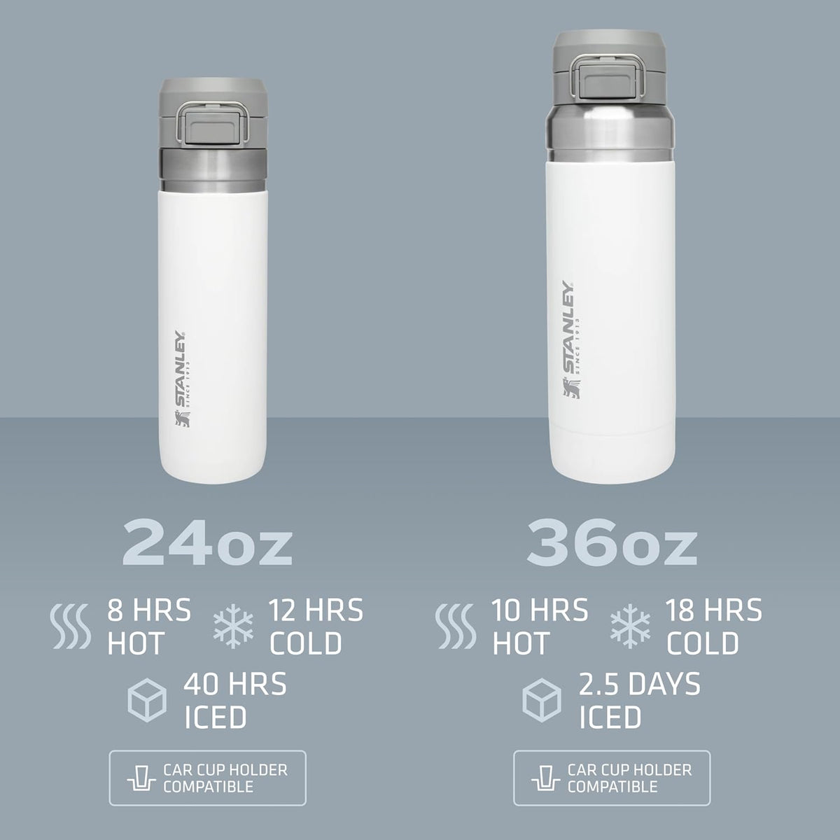 Stanley Quick Flip GO Botella de Agua de 24 oz | Tapa con Botón Pulsador | A Prueba de Fugas y Empacable para Viajes y Deportes | Acero Inoxidable Aislado | Sin BPA | Negro 2.0