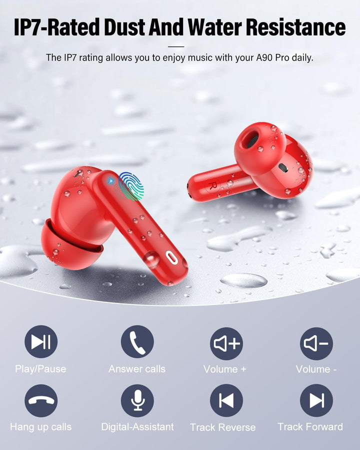 Auriculares inalámbricos, Bluetooth 5.4, estéreo de bajos, auricula...
