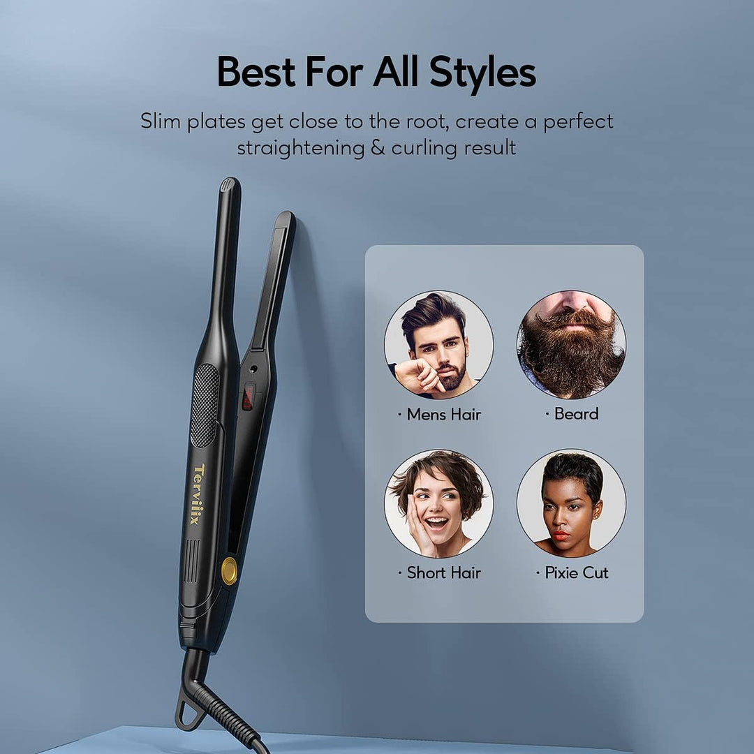 Terviiix Plancha plana de lápiz para cantos y cabello corto, alisad...