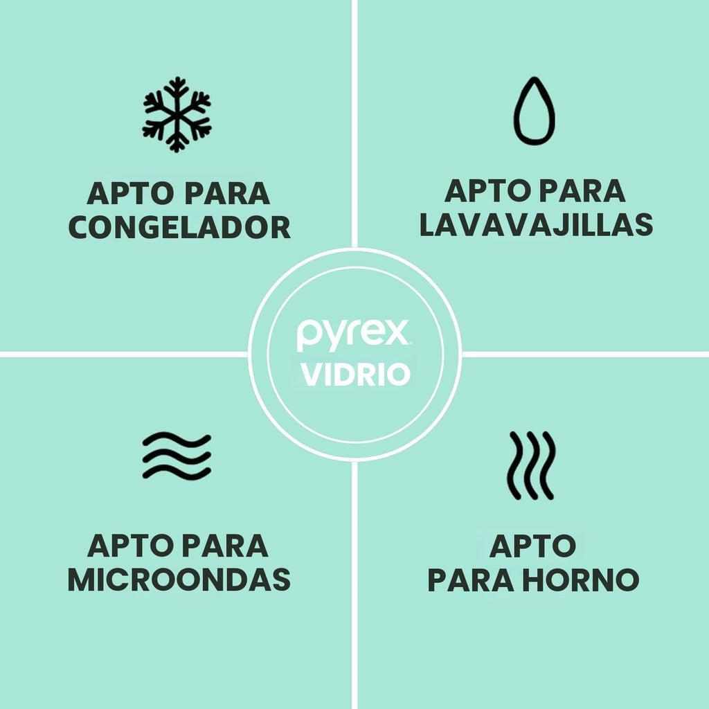 Pyrex Juego de cuencos de vidrio esculpidos (paquete de 3) con tapas de
