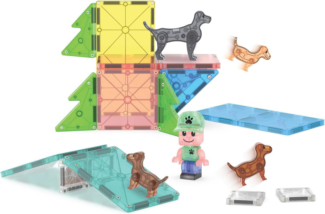 MAGNA-TILES Puppy Park - Juego de construcción magnética