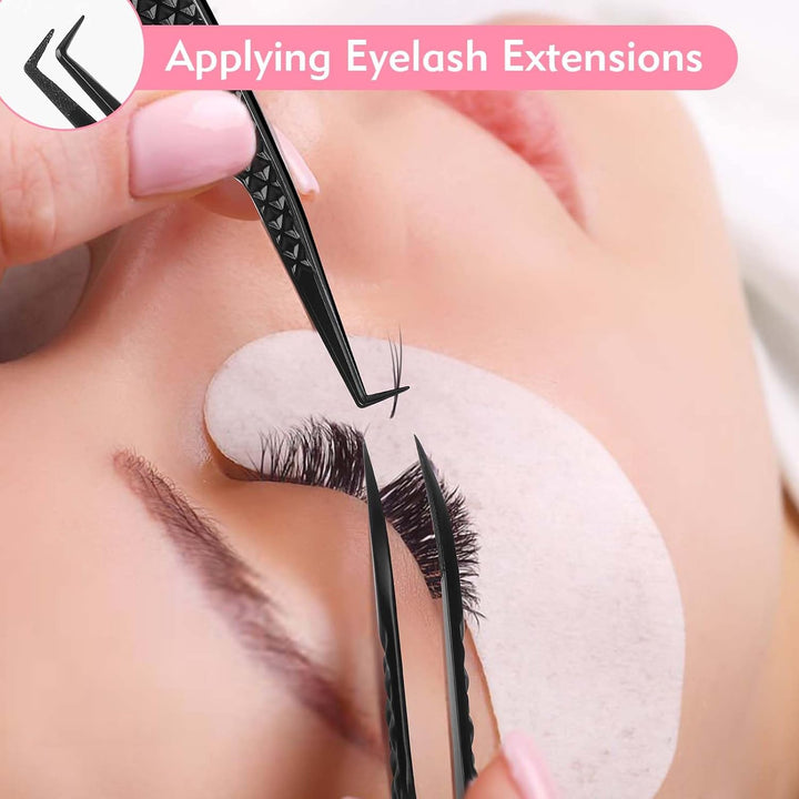 VEYES INC Pinzas de pestañas para extensiones de pestañas, pinzas d...
