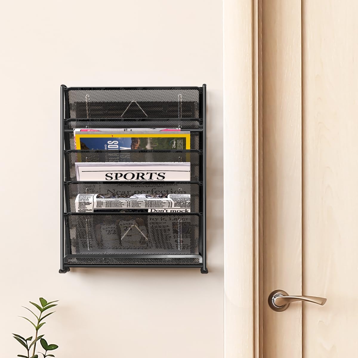 Simple Houseware Organizador de documentos y cartas para montar en pared, de 6 niveles, negro