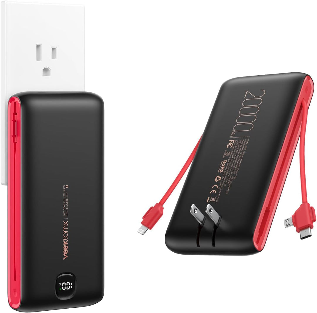 VEEKTOMX Cargador portátil con cables integrados de 20000 mAh, banc...