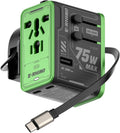 Adaptador de viaje universal de 5 puertos de 75 W, carga todo en uno