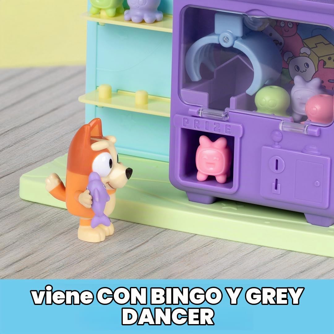 Set de juego Bluey Bingo's Claw Machine, Garra funcional, 6 premios