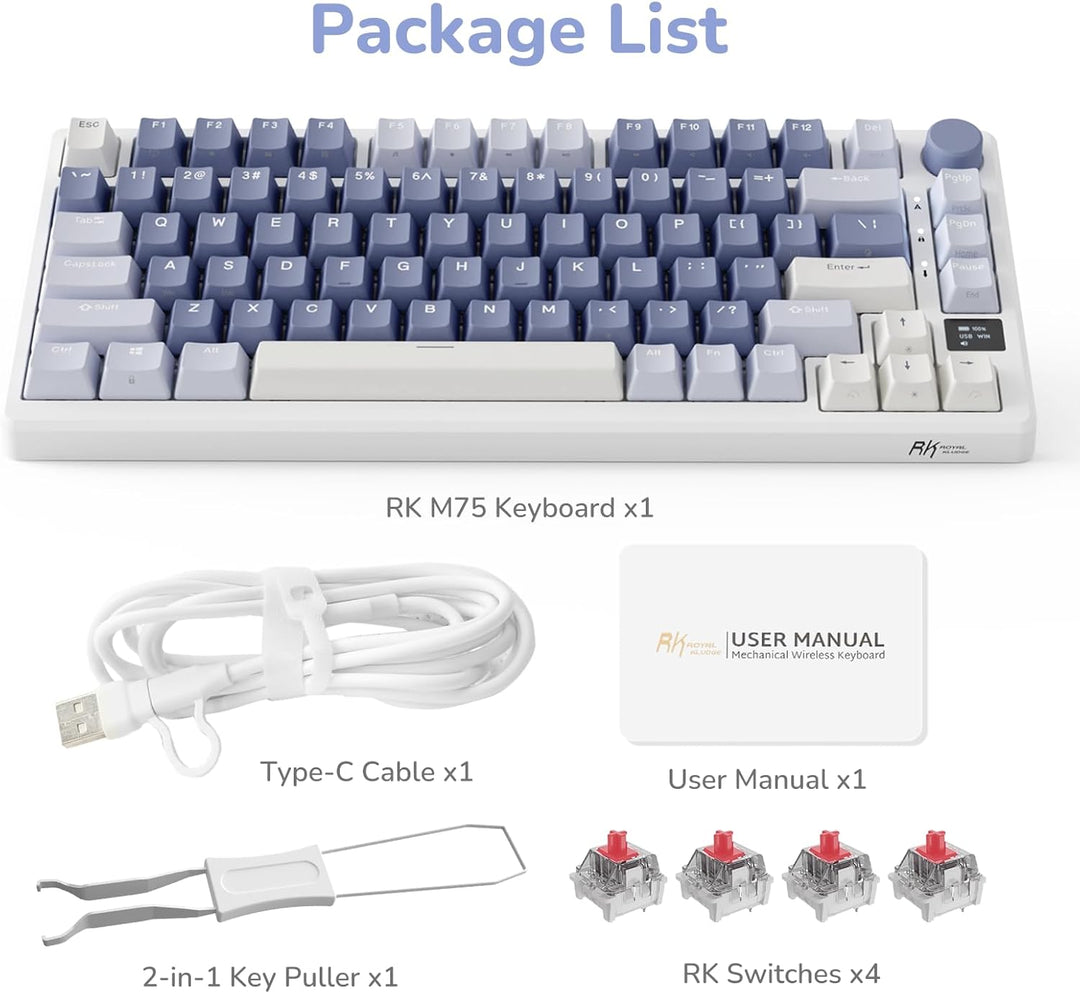 RK ROYAL KLUDGE M75 - Teclado mecánico con pantalla inteligente OLE...