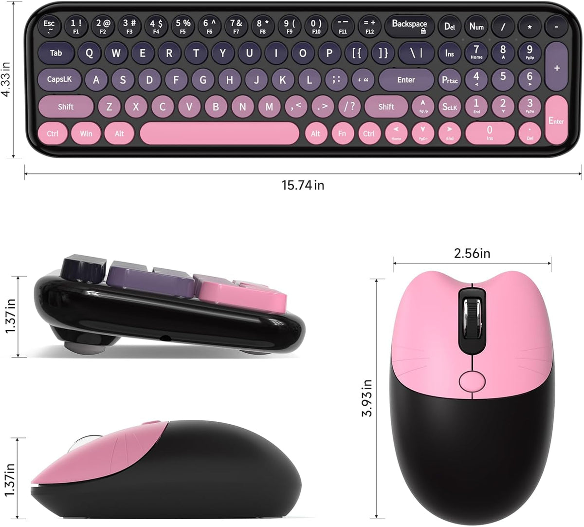 MOFII Combo de teclado y mouse inalámbricos, teclado pequeño compac...
