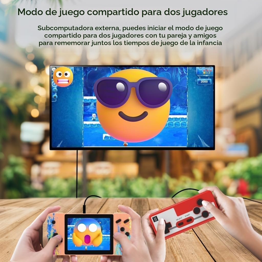 Consola de juegos portátil retro, pantalla HD de 3.5 pulgadas, 800 juegos clásicos, modo de juego para un jugador o para 2 personas, consola de juegos retro, gris/rosa (gris)