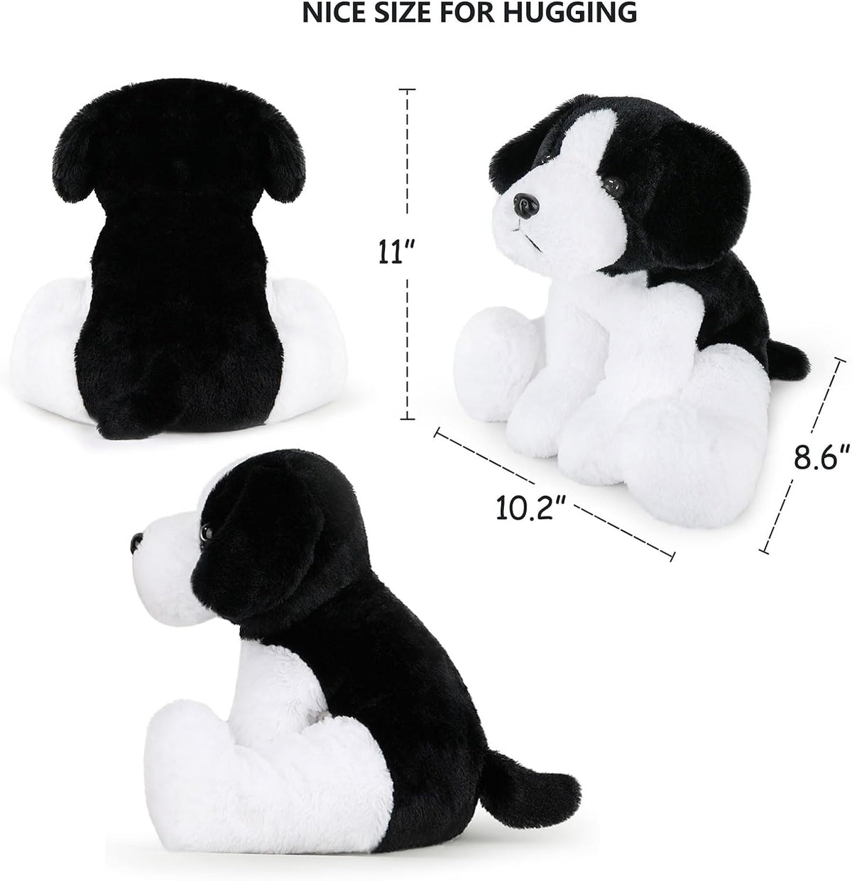 WEIGEDU - Peluche de perro pastor Beagle blanco y negro
