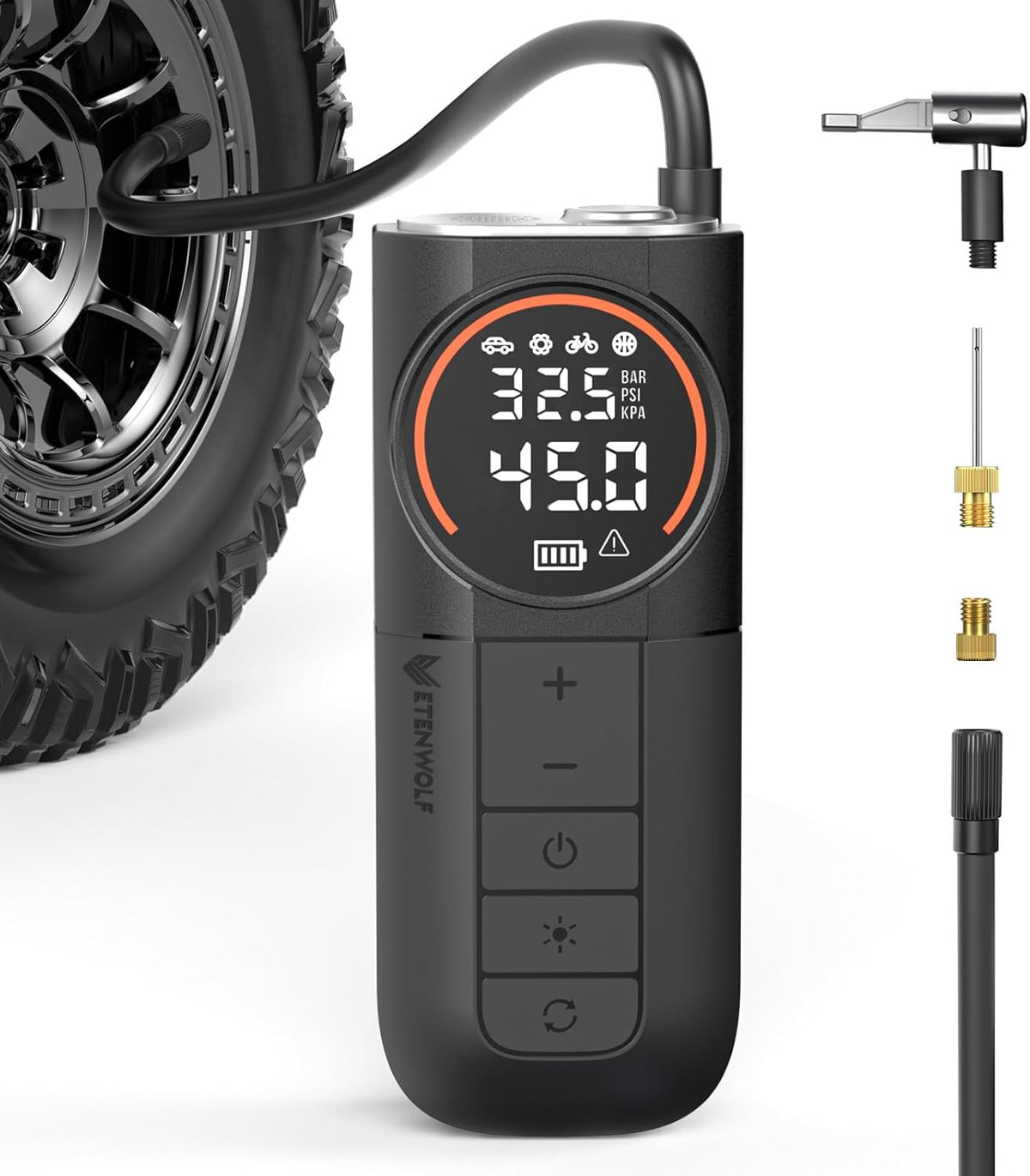 ETENWOLF S1 Compresor de aire portátil para inflar neumáticos, bomb...
