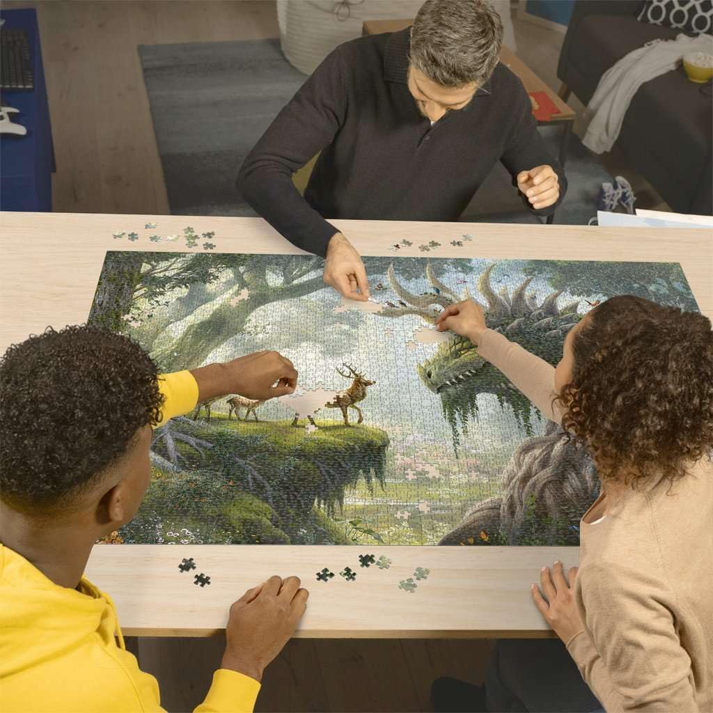 Ravensburger - El Dragón del Bosque Despierta - Rompecabezas de 3000 Piezas - Escena Fantástica y Mítica en Detalles Impresionantes y Audaces - Enmarcable - Calidad Premium - Rompecabezas para Adultos