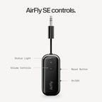 Twelve South AirFly SE, Transmisor de Audio Bluetooth Inalámbrico para AirPods/Auriculares Inalámbricos o con Cancelación de Ruido; Usar con Cualquier Conector de Audio de 3.5 mm en Aviones, Equipos