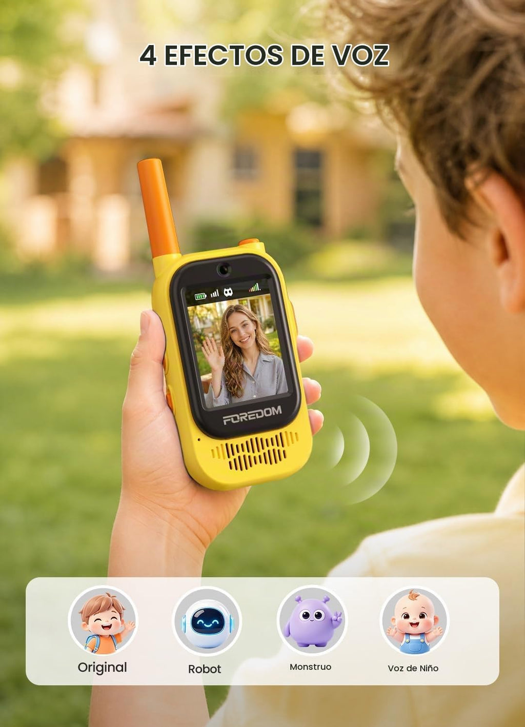 FOREDOM Radio de Video Recargable: Walkie Talkies para Niños, Alcance Largo para Niños y Niñas