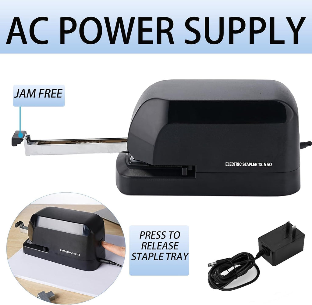 Engrapadora eléctrica para escritorio, engrapadora automática de 45 hojas de capacidad, engrapadoras eléctricas de oficina, grapadoras de CA de alta resistencia, uso de oficina con 1,000 grapas y