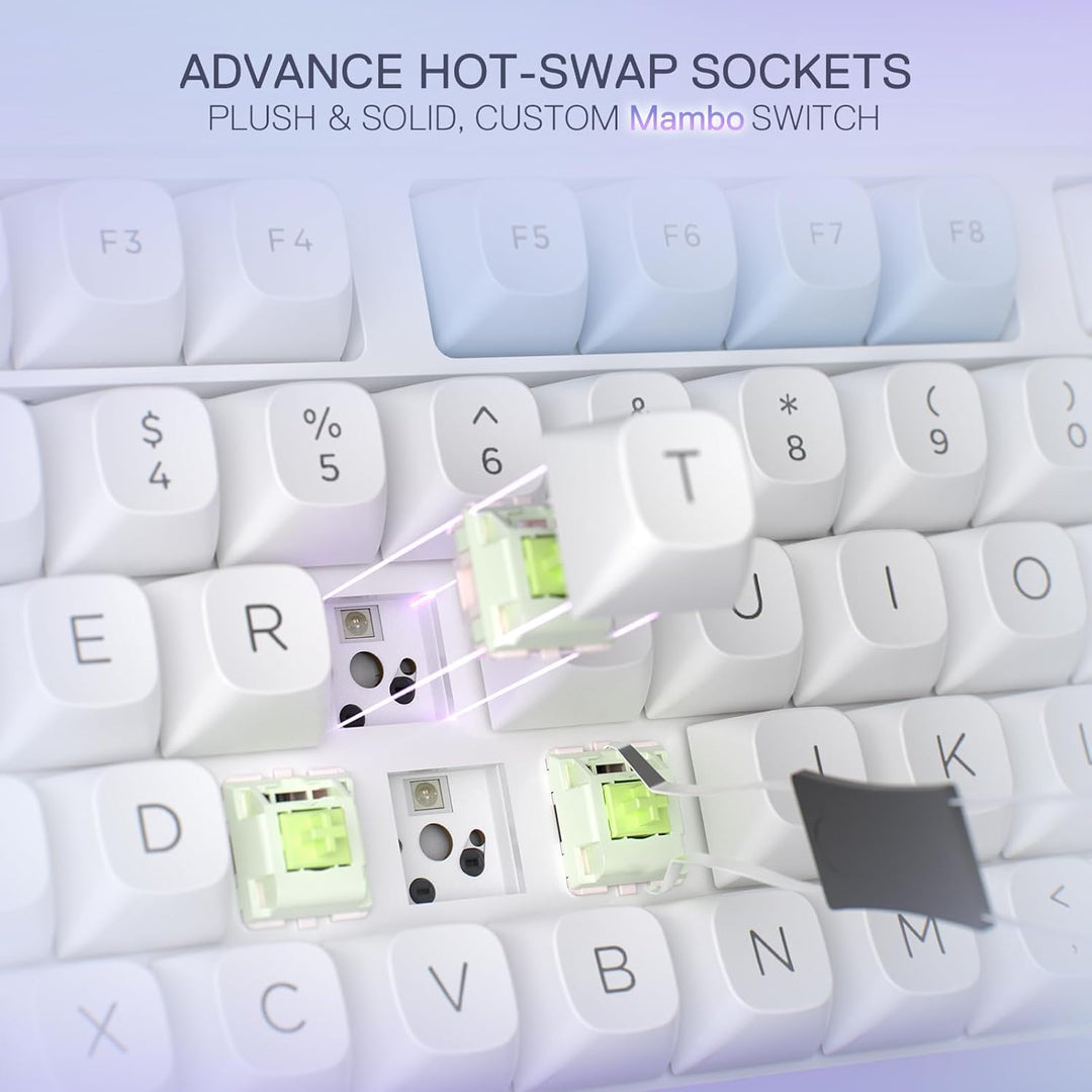 Redragon K673 MAX 75% teclado para juegos RGB inalámbrico con junta...