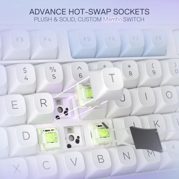 Redragon K673 MAX 75% teclado para juegos RGB inalámbrico con junta...