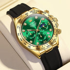 OLEVS Relojes Cronógrafo Masculinos de Moda Empresarial Analógico Quartz Reloj de Pulsera para Hombre, Cinturón de Silicona a prueba de agua con Luminiscente, Calendario