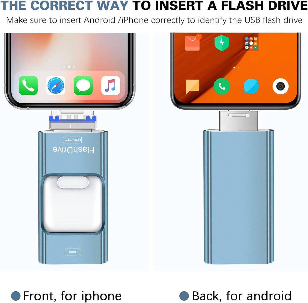 Unidad flash para iPhone 256GB, 4 en 1 memoria USB tipo C, memoria...