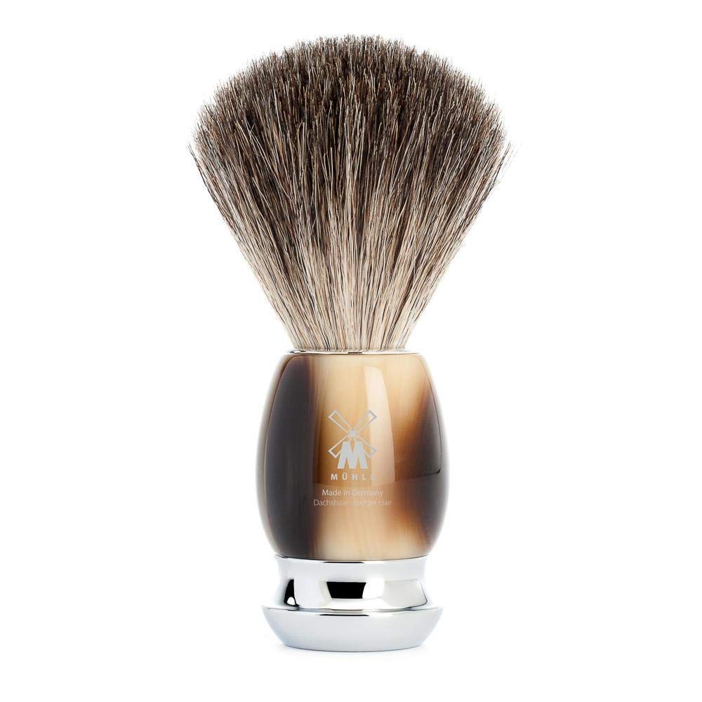 MÜHLE VIVO Brown Horn Pure Badger Brocha de afeitar \u2013 Cepillo...