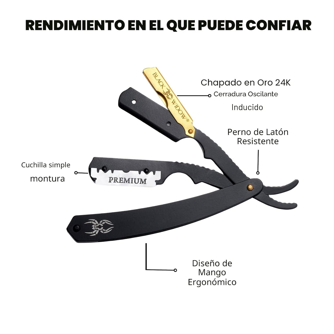 Navaja de barbero de hoja recta, navaja profesional de barbero de h...