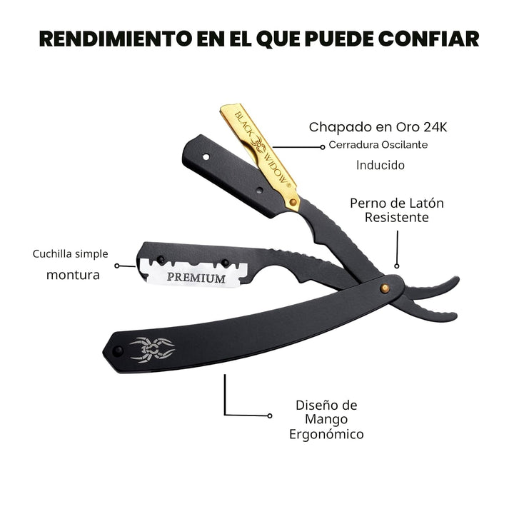 Navaja de barbero de hoja recta, navaja profesional de barbero de h...