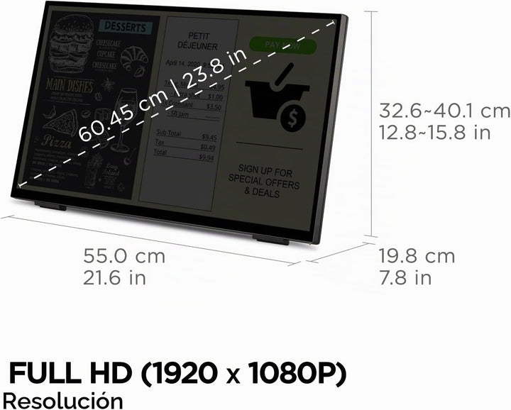 ViewSonic TD2465 Monitor de pantalla táctil de 24 pulgadas 1080p, m...