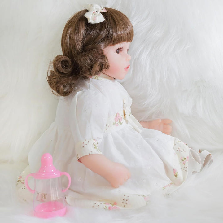 ENADOLL Reborn Baby Doll realista de vinilo de silicona de pelo riz...