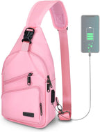 Bandolera cruzada con cable USB para senderismo, acampar y viajes al aire libre, para mujeres y hombres