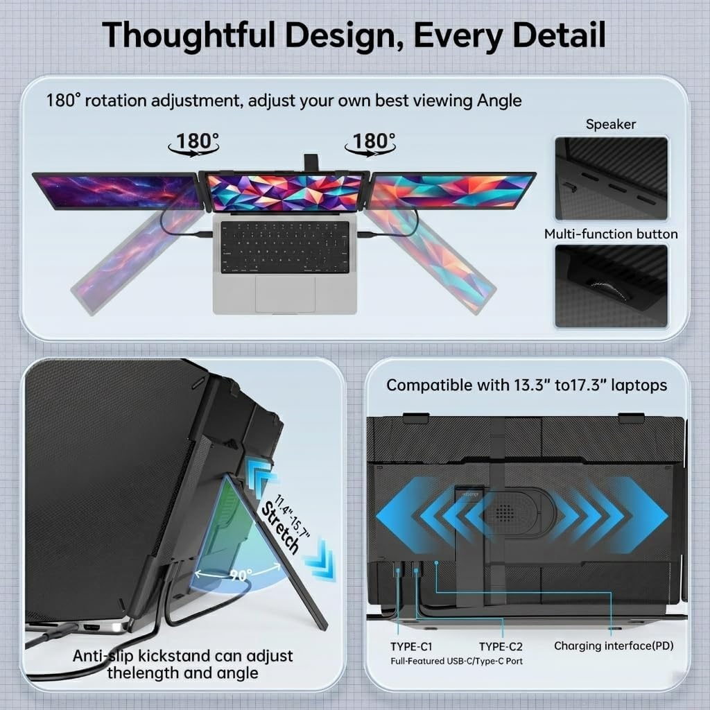 Leudaich Extensor de pantalla para portátil de 14 pulgadas, monitor...