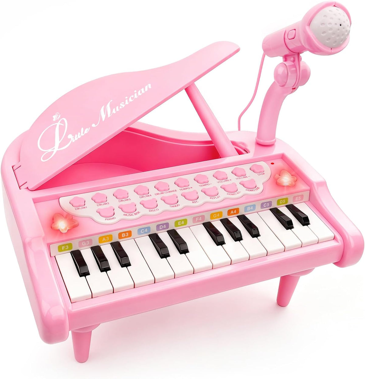 Love&Mini Piano Juguetes para niñas, 24 teclas con micrófono