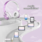 Ailihen Auriculares para Niños para Escuela con Micrófono, con cable, 3.5mm, Morado