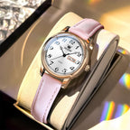 OLEVS Relojes de cuero para mujer lujo moda vestir impermeable cuarzo