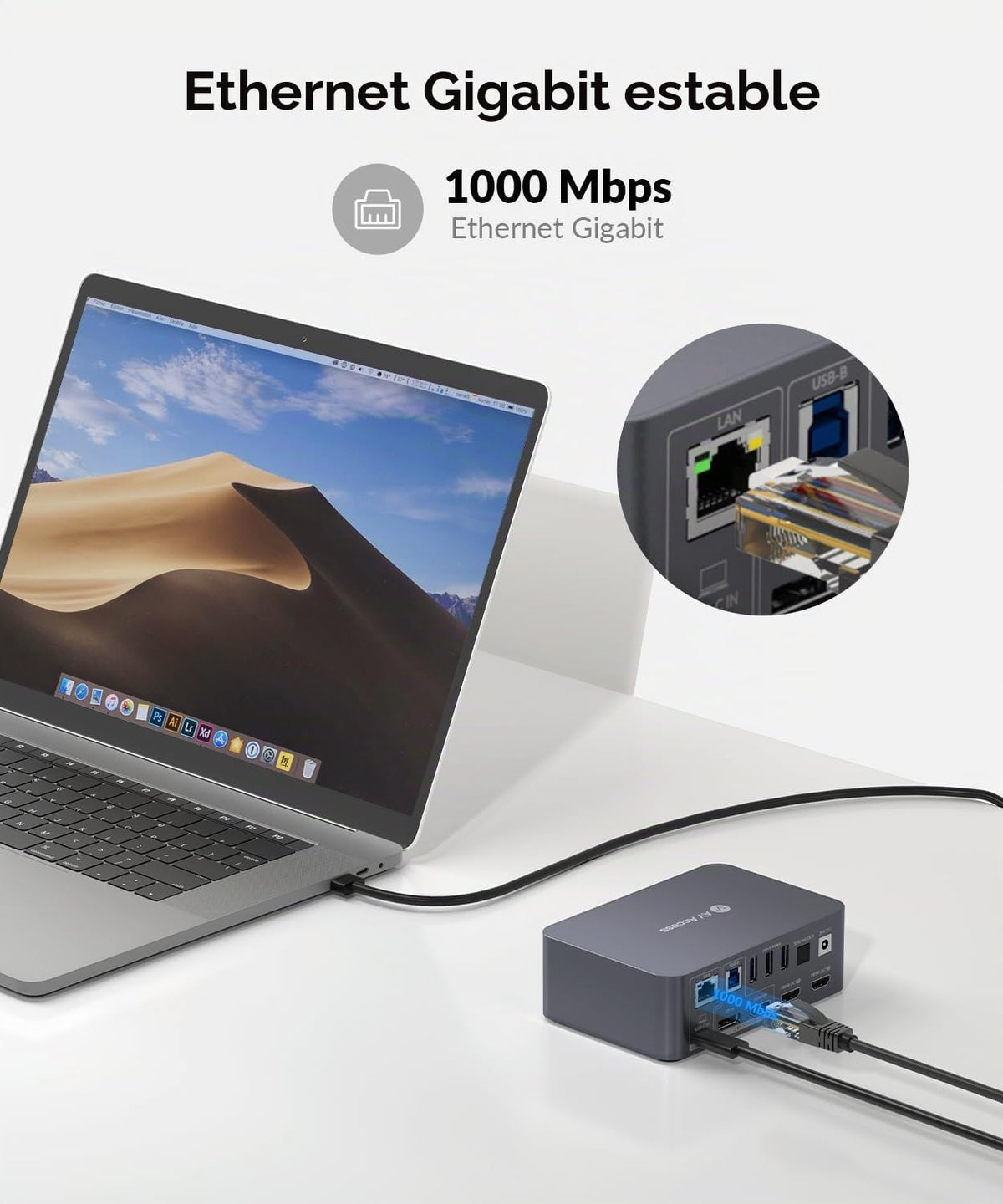 Conmutador KVM de acceso AV USB C Estación de acoplamiento Monitore...