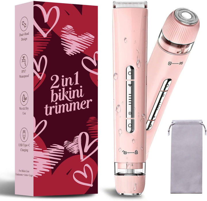 Recortadora de bikini para mujer, afeitadora de bikini de doble cab...