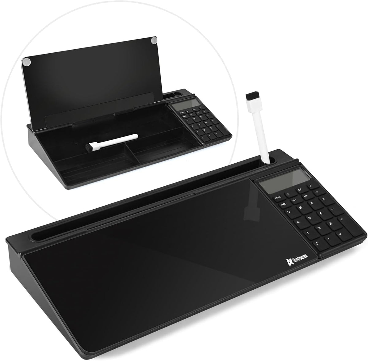 Varhomax Glass Desk Whiteboard Gray con Calculator