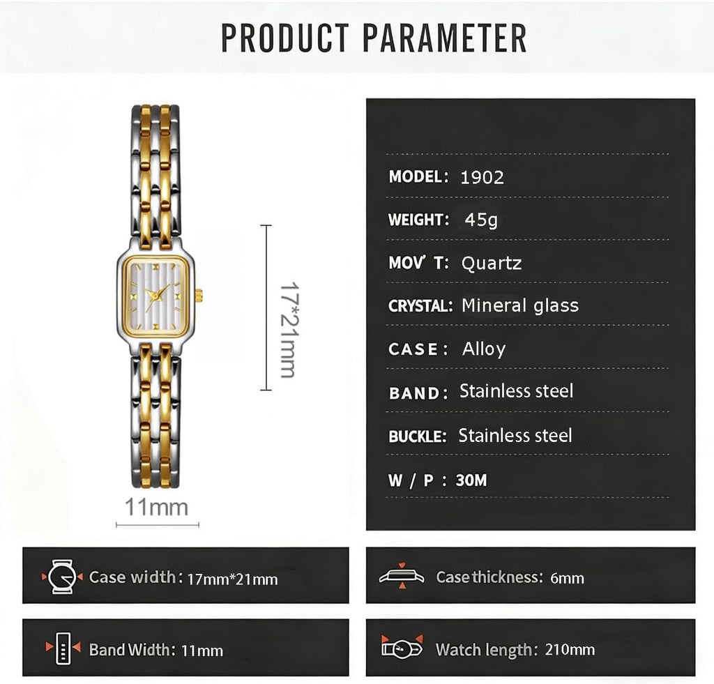 BESTKANG Reloj de pulsera con esfera cuadrada para mujer, estilo retro, con movimiento de cuarzo, reloj de pulsera pequeño para mujer
