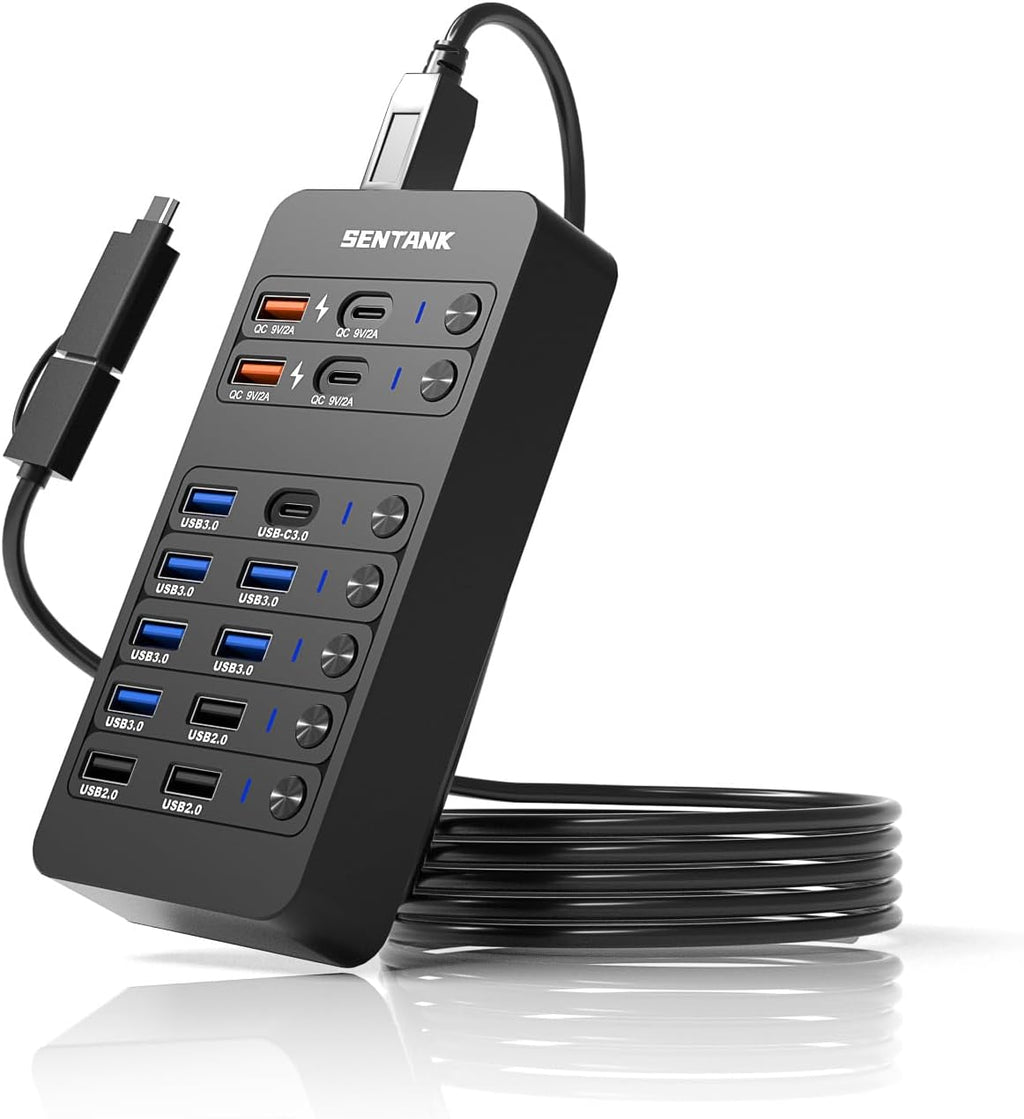 sentank, hub USB 3.0 de 14 puertos, alimentado
