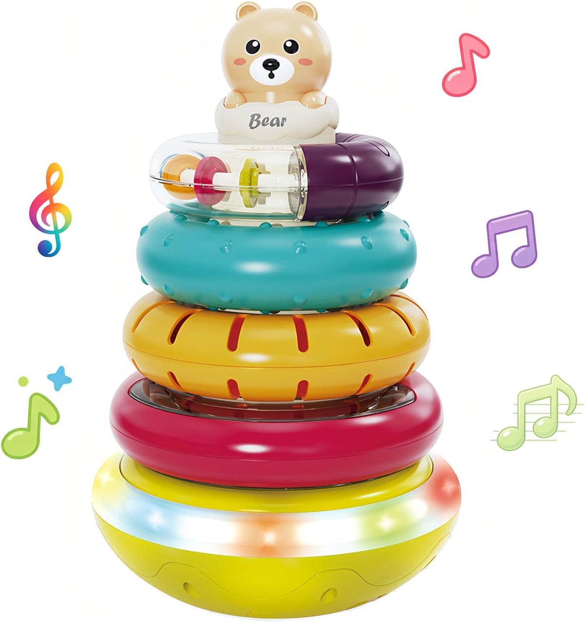 Montessori - Juguete apilable para bebé de 6 a 12 meses, anillos apilables