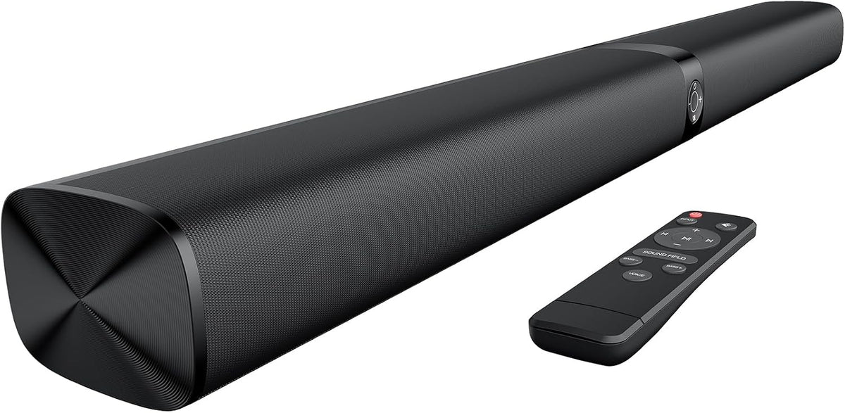Barra de sonido para Smart TV, barra de sonido con conexión Bluetooth/ARC/Opt/AUX, aumento de volumen automático, 3 modos de ecualizador, barra de sonido desmontable 2 en 1 para TV/PC