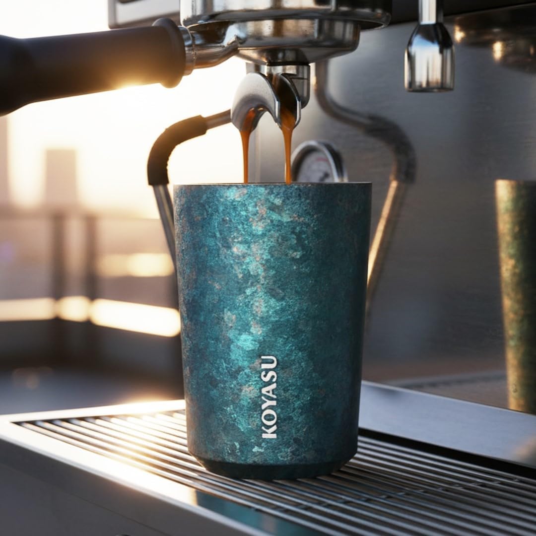 KOYASU Ti-Zen Taza de café de viaje de titanio, vaso aislado ultraligero de 12 onzas, taza de viaje a prueba de fugas para hombres y accesorio de escritorio de oficina, termo de té portátil minimalista para viajes y automóvil, azul índigo