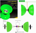 MAGICYOYO Pro Triple Rodamiento Verde Diabolo Tamaño Mediano 5"" Juguete de Yoyo Chino con 2 Pares de Palos de Carbono + 2 Cuerdas Extra + 1 Bolsa de Malla, Juguete de Habilidad de Yoyo Chino de Alto