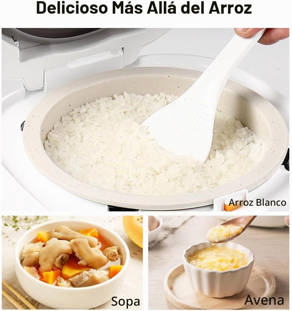 Joydeem Arrocera de cerámica FD20S-W, 4 tazas de ollas de arroz sin cocer con olla interior de cerámica pura, inicio de oferta las 24 horas, 2 L, color blanco