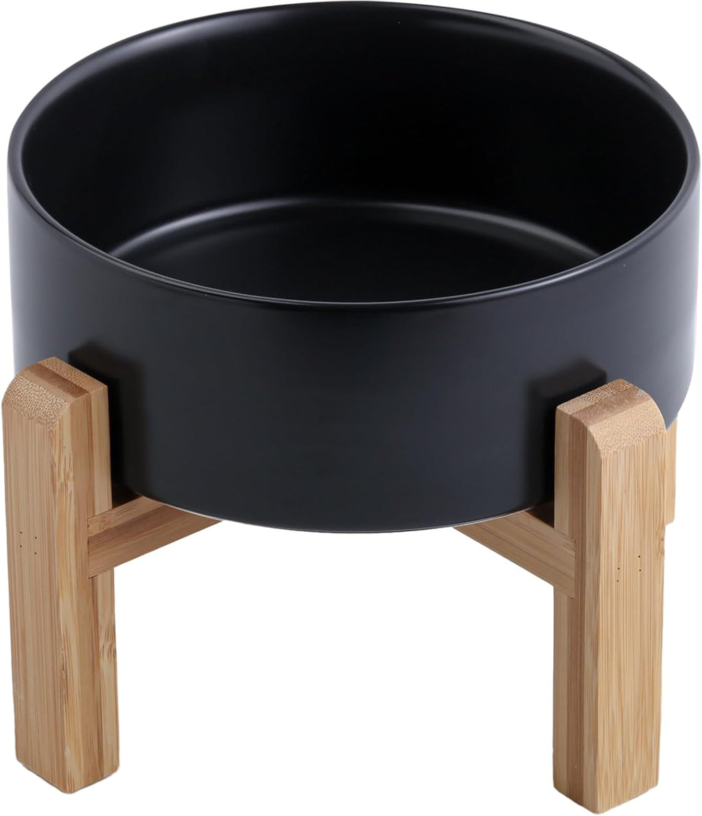 Cuenco de cerámica elevado y elevado para perros de razas pequeñas y medianas, cuenco de agua con soporte, plato de alimentación pesado antideslizante de 6 pulgadas, 3.6 tazas, 28.7 fl oz, 28